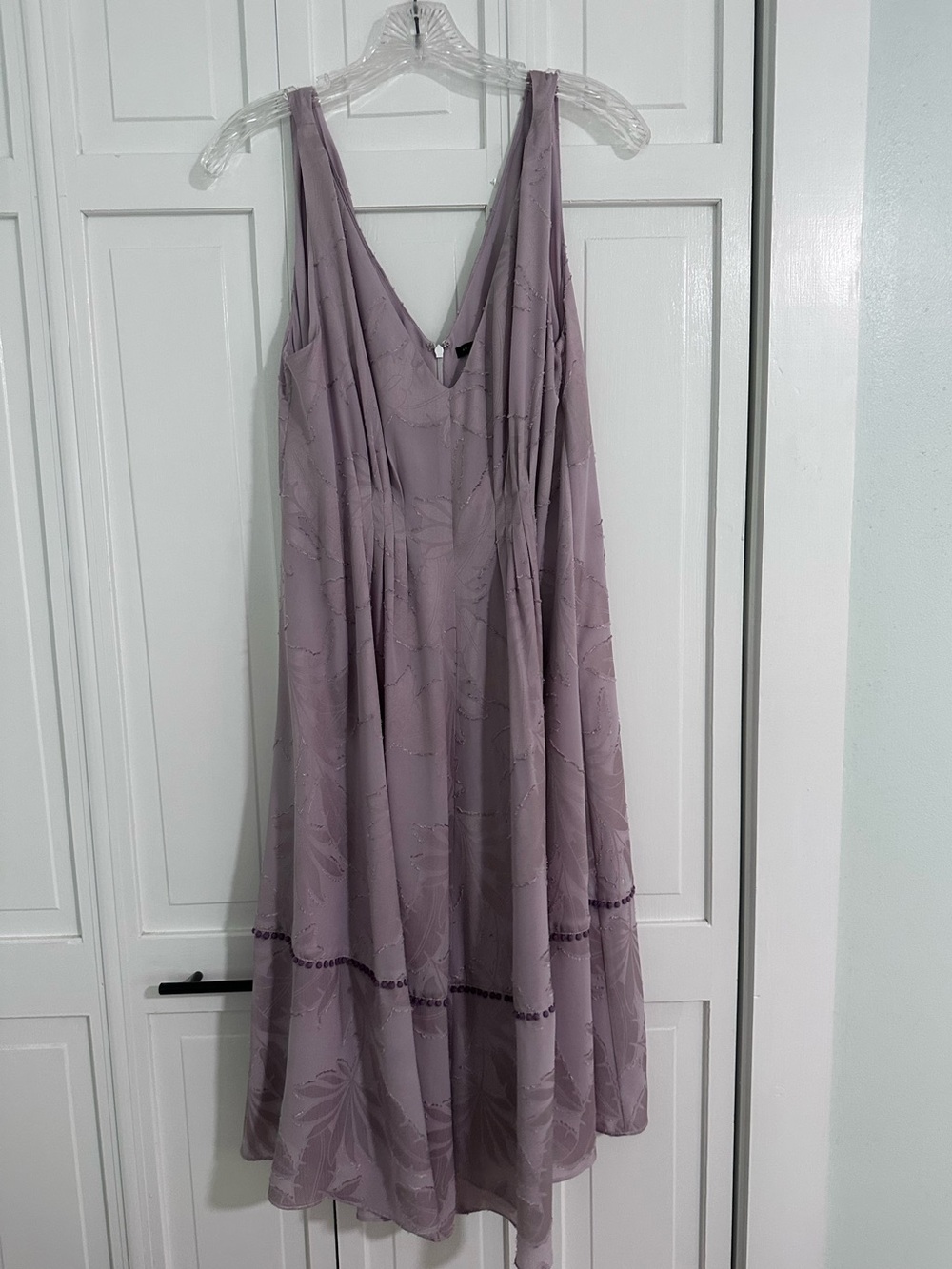 Silk, lavender dress from Ann Taylor.